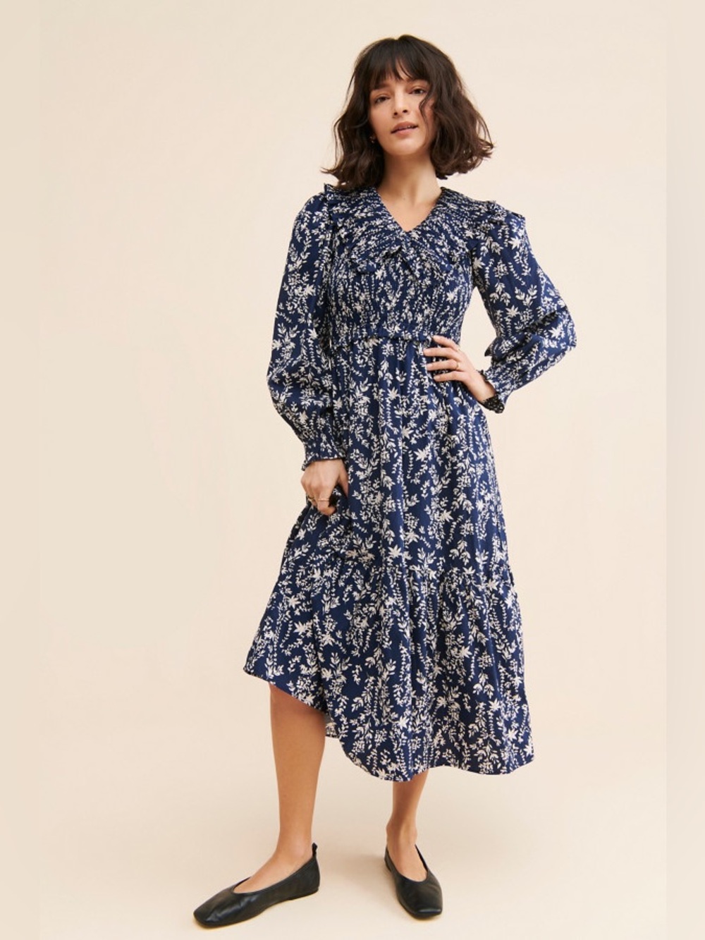 Moon River By Anthropologie Ruffle Shirred Mini Dress